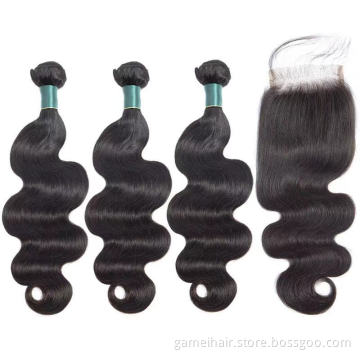 body wave vendors raw HD closure blonde  hair 10 A human hair bulk 40 inch  blue single bundle